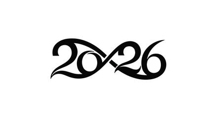 Stylized tribal tattoo design for the year 2026, symbolizing new beginnings and future aspirations.