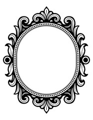 Elegant black and white decorative oval frame with intricate design
