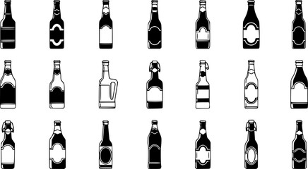 Beer bottle vector icon set
