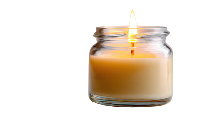 A single candle in glass isolated on white background 