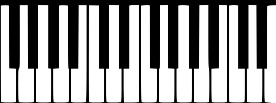 Vector black piano keys icon on white background illustration silhouette
