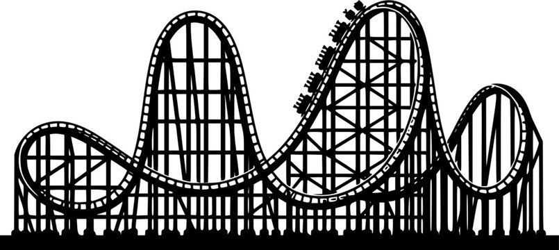 Rollercoaster silhouette vector. Rollercoaster Black flat icon illustration
