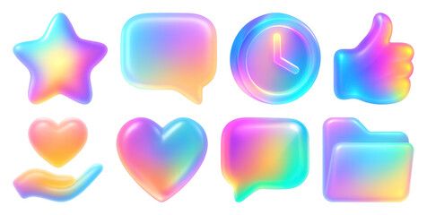 Naklejka na ściany i meble Colorful gradient 3D icons set.