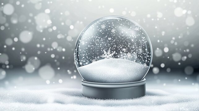 Magical snow globe with falling snowflakes creates a winter wonderland scene full of holiday cheer, perfect for seasonal campaigns and greetings - Powered by Adobe