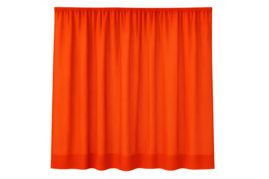 Red fabric curtain or theater drape on transparent background, blocking view or opening a show