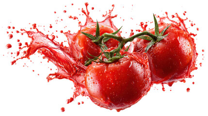 tomatoes splash on white background 
