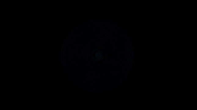Abstract spiral pattern in dark blue on a black background, resembling a vortex or a ripple effect.