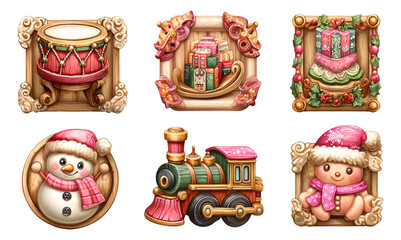 Cute Wooden Toy Illustrations for Fantasy Workshop with Mini Characters and Gifts