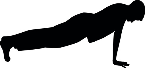 a boy making exercise, silhouette vector