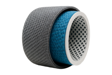 High Efficiency Filter Cartridge Featuring Dual Textured Surfaces Isolated on a Transparent Background