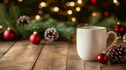 Cozy holiday vibes with hot cocoa by the twinkling lights for seasonal joy and relaxation, perfect for Christmas celebrations and festive moments