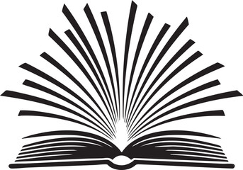 Open book silhouette with pages radiating outward isolated on transparent background