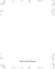 frame with floral elements for funeral. white background