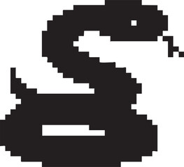 Obraz premium Pixelated black silhouette of a coiled snake isolated on transparent background