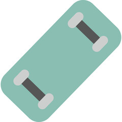 Simple Teal Skateboard Icon With Gray Wheels and Dark Gray Trucks on a Transparent Background