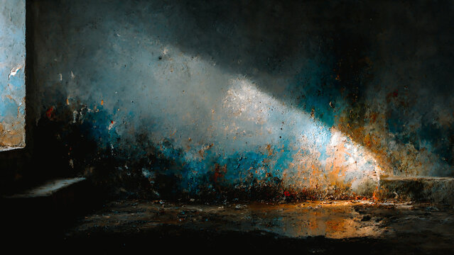 Vieux mur abim&eacute; &eacute;clair&eacute; dans une cave