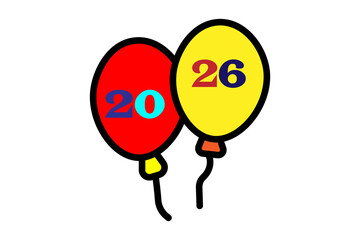This is a stylized illustration of two festive balloons floating side-by-side against a plain white background.
