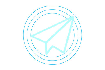 Paper airplane drawing representing signal sending, global chat, mail marketing, and social media communication