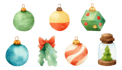 Cute Watercolor Christmas Ornaments for Valentine's Day with Emotional Touch