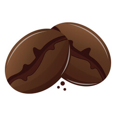 vector icon of roasted brown coffee beans with beautiful gradient, for food design, branding and packaging