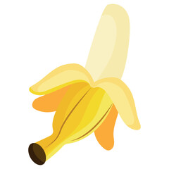 fruit icon of yellow. ripe half peeled banana, for apps, interfaces, web, stickers and infographics
