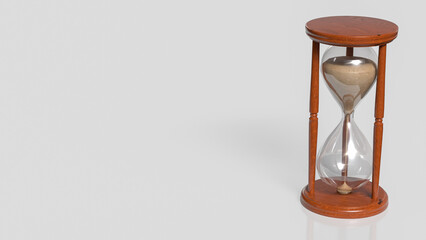 Classic Wooden Hourglass with Flowing Sand 3d render.