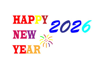 This is a graphic illustration celebrating the arrival of a new year. The phrase 