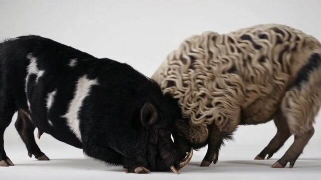 Two hogs in a fight