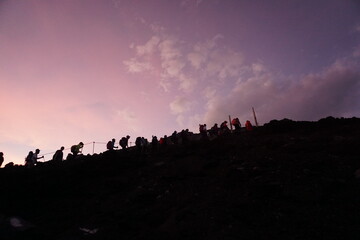 富士山夜行の写真素材