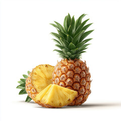 Fresh whole pineapple isolated on white