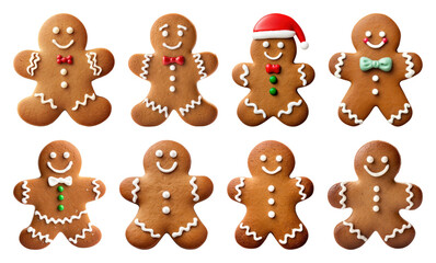 Obraz premium PNG Festive gingerbread cookies collection, element set on transparent background