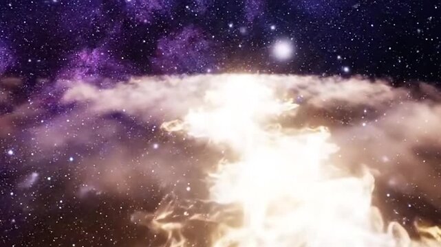 Galactic firestorm A cosmic collision unfolds
