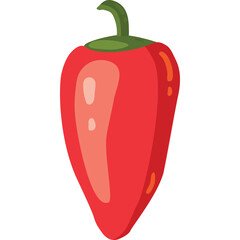 Single Red Bell Pepper With Green Stem And Stem Base On A Transparent Background