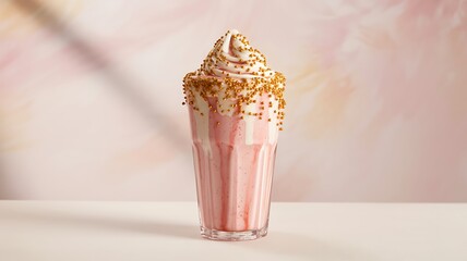 Milkshake with foam and sprinkles.