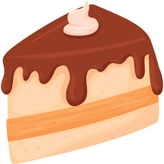 Slice of Chocolate Drip Cake with Cream Topping A Sweet Dessert Treat on a Transparent Background