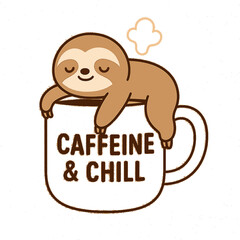 Fototapeta premium Caffeine & Chill – Cute Sloth Coffee Design