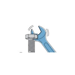 Wrench Tightening a Bolt and Nut Illustration.