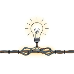 Lightbulb Connected to Multiple Wires Illustrating Idea Generation and Connectivity.