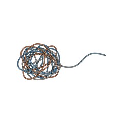 Tangled Mess of Colorful Wires and Cables on a White Background.