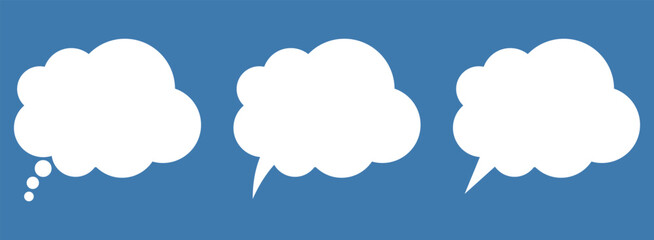 White Speech and Think Bubble Icon - Blank Chat Cloud and Thought Balloon Symbol for Communication Designs.