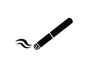 Black lit cigar with smoke rising silhouette