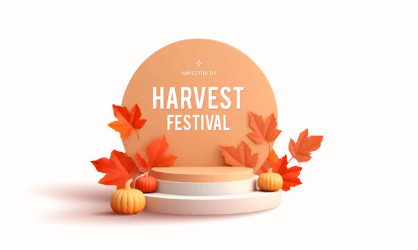 Autumn advertising banner with product showcase