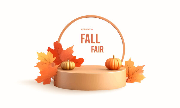 Autumn advertising banner with product showcase