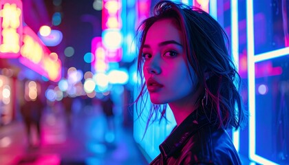 Neon Girl Cityscape.