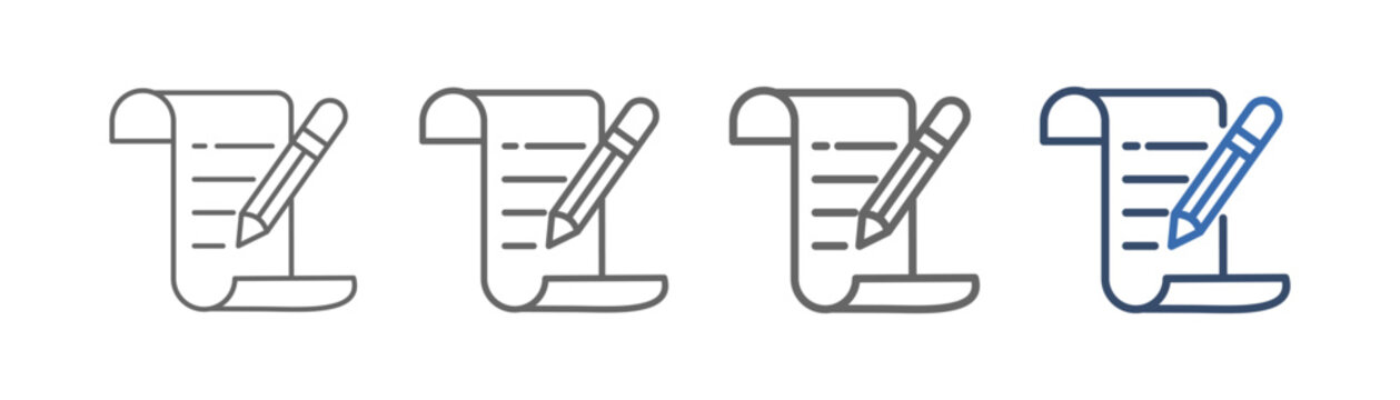 
outline icon sheet script with pencil and paper design