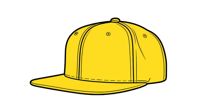 Vector illustration&nbsp;of yellow flat brim snapback baseball cap illustration isolated on transparent background