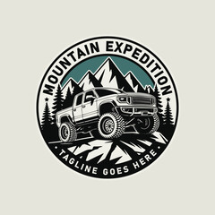 SUV car vehicle double cabin truck, expedition logo template.