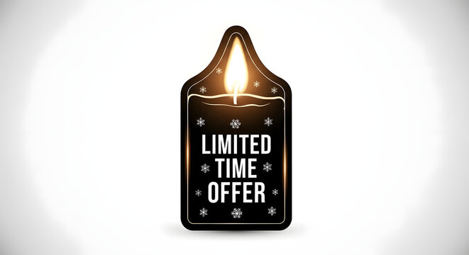Don't miss out on this limited time offer now! Special Black candle shaped tag with snowflake design for Christmas or winter sales promotion