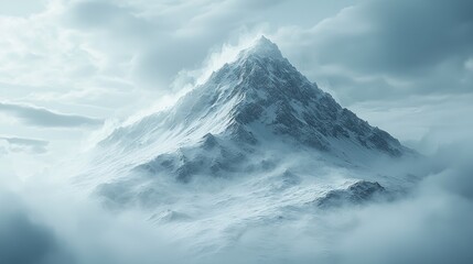Obraz premium Majestic Mountain Peak Piercing Through a Sea of Clouds.