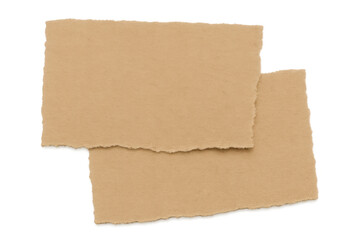 Torn beige paper pieces creating a collage or scrapbook element, with rough, ragged edges and a transparency